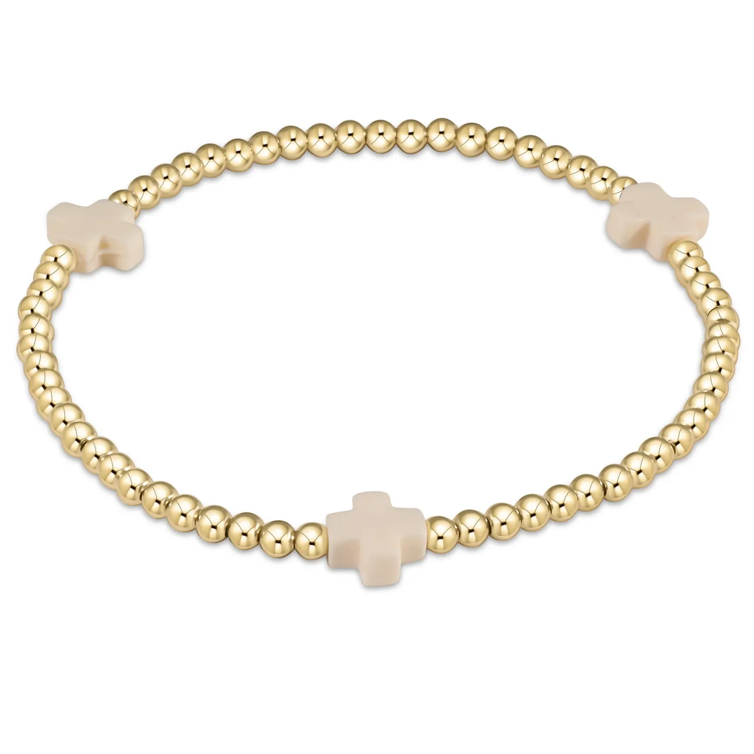 enewton Signature Cross Gold 3mmBeadBracelet
