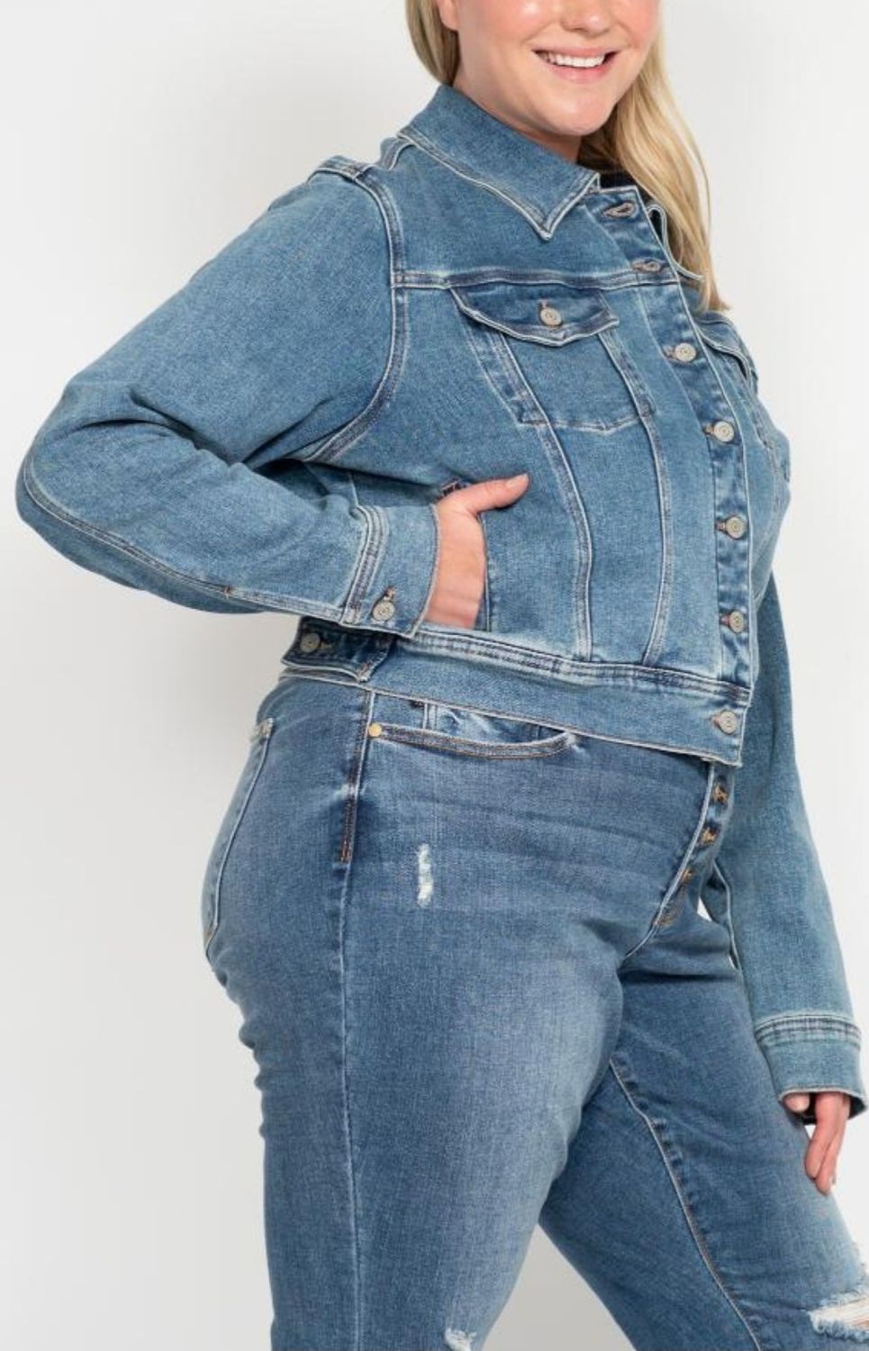 Judy Blue Nostalgia Vintage Denim Jacket, CURVY