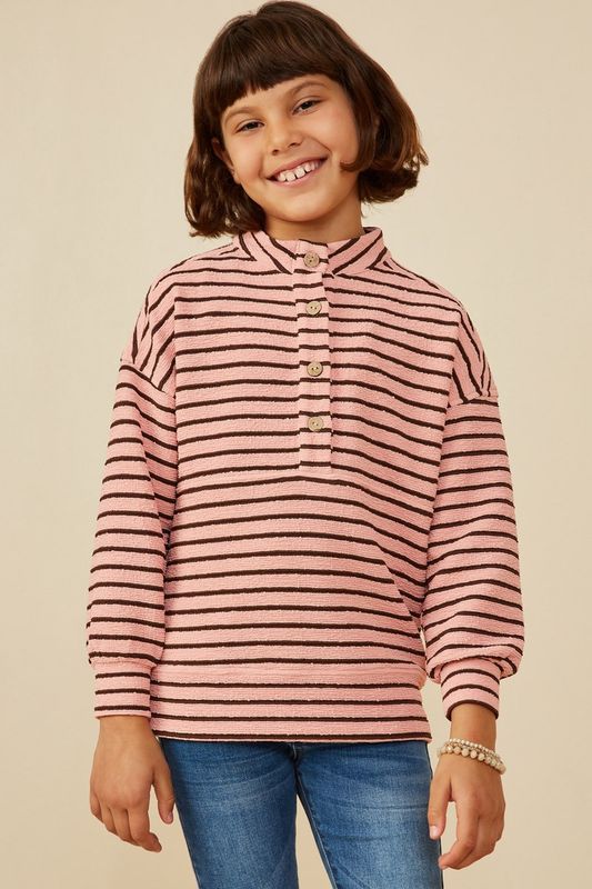 Annie Stripe Knit Button Up Top