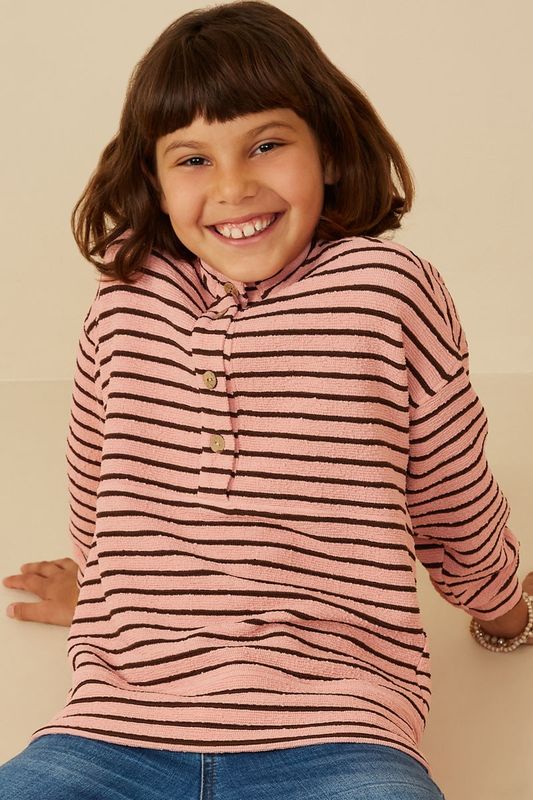 Annie Stripe Knit Button Up Top