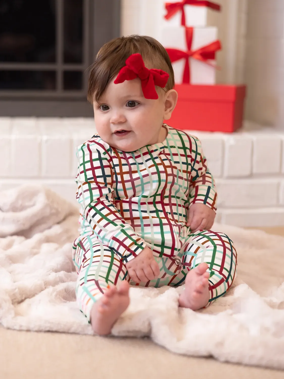 Mary Square Family Plaid Baby Pajamas