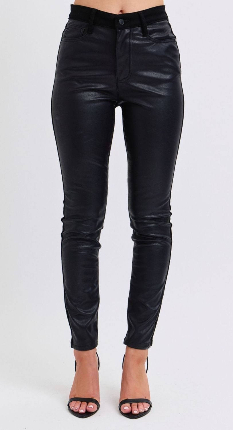 Judy Blue  Girls Night HW Leather &amp; Denim Skinny