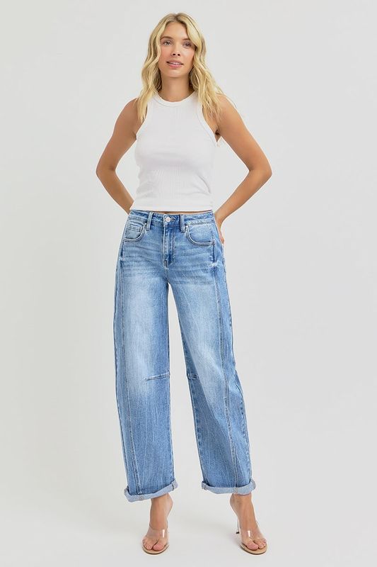 Risen Push The Limit HR Boyfriend Cuff Barrel Jean