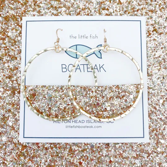 Little Fish Boateak Champagne Sparkle Mainsail Large Earrings