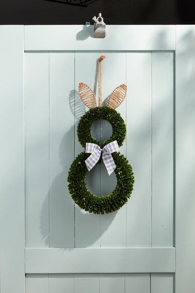 Mud Pie Boxwood Bunny Door Decor