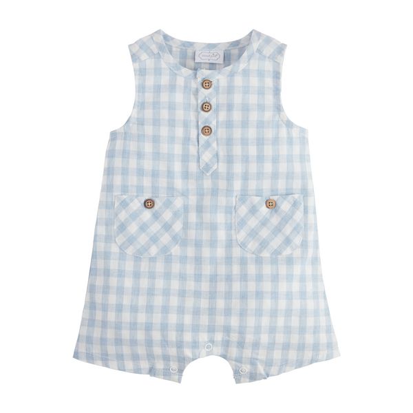 Mud Pie Blue Stripe Eyelet Romper