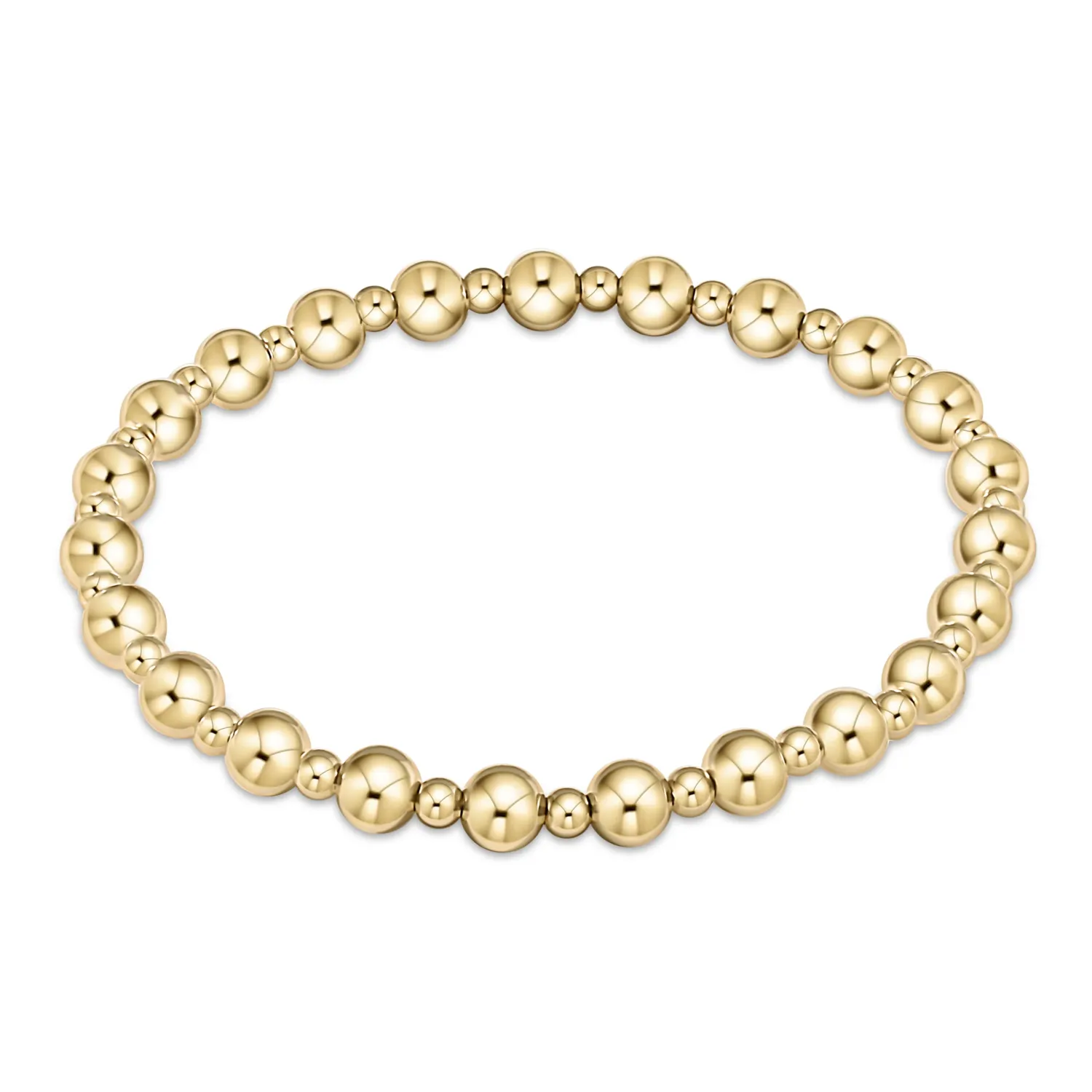 enewton Extends - Dignity Grateful Pattern 6mm Bead Bracelet - Gold