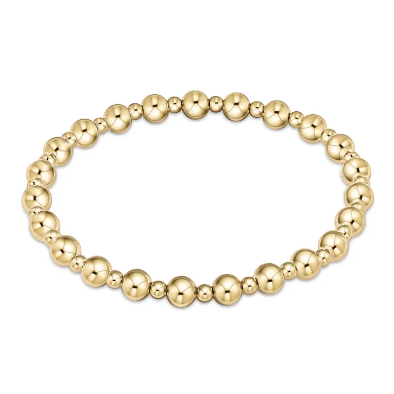 enewton Extends - Dignity Grateful Pattern 6mm Bead Bracelet - Gold