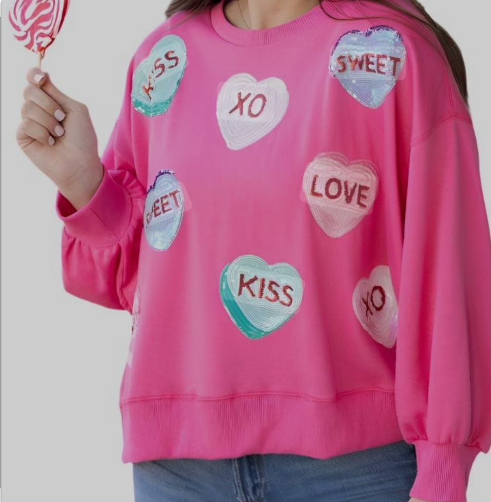 Mary Square Millie Sweatshirt Candy Hearts