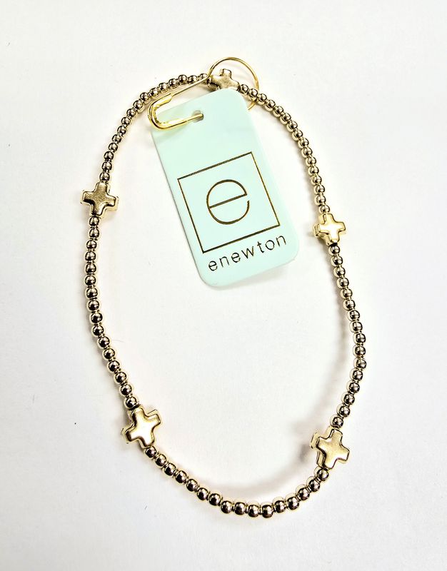 enewton Signature Cross Small Gold Pattern 2mm Bead Bracelet - Gold