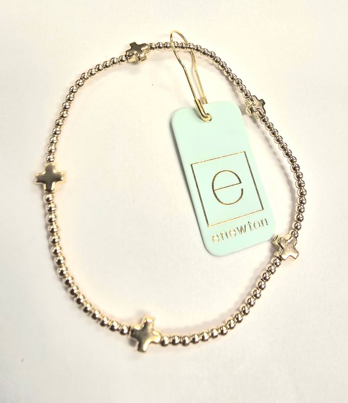enewton Signature Cross Small Gold Pattern 2mm Bead Bracelet - Gold