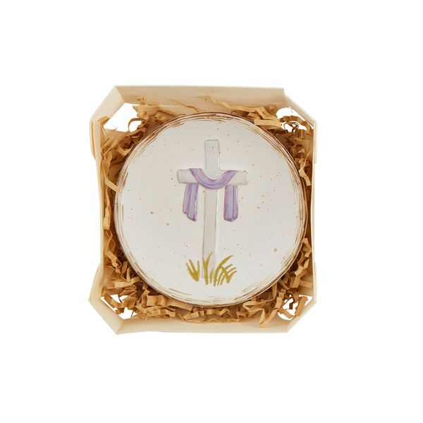 Mud Pie White Cross Boxed Trinket Dish