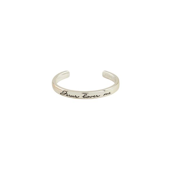 Mud Pie Silver Jesus Loves Me Cuff Bracelet