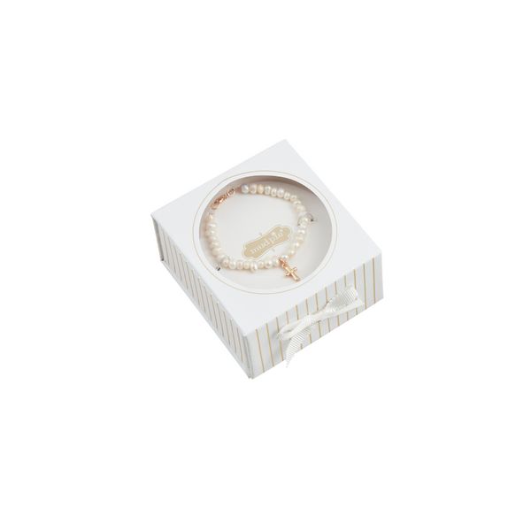 Mud Pie Gold Boxed Cross Bracelet