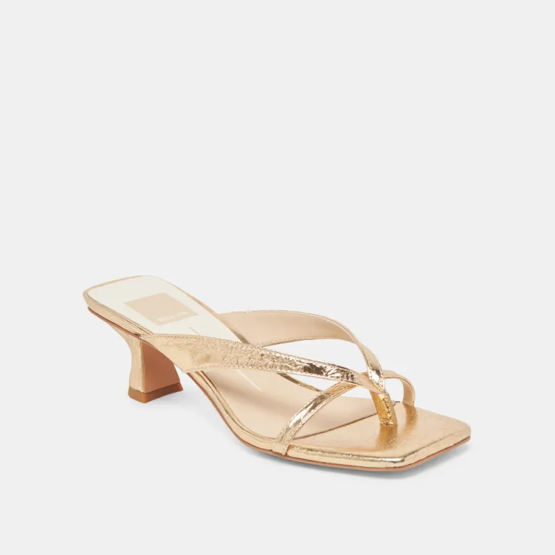 Dolce Vita Brevel Gold Distressed Leather Heel