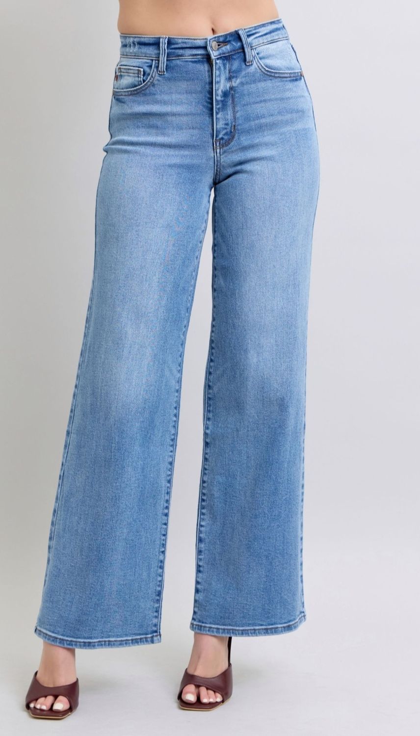 Judy Blue Joy HW Vintage Wash Wide Leg CURVY