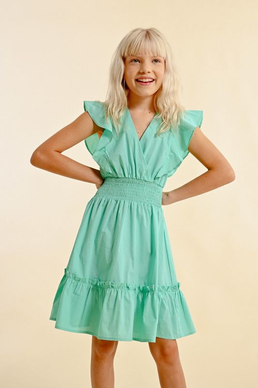 Molly Bracken Girl Woven Dress - Smocked Waistband