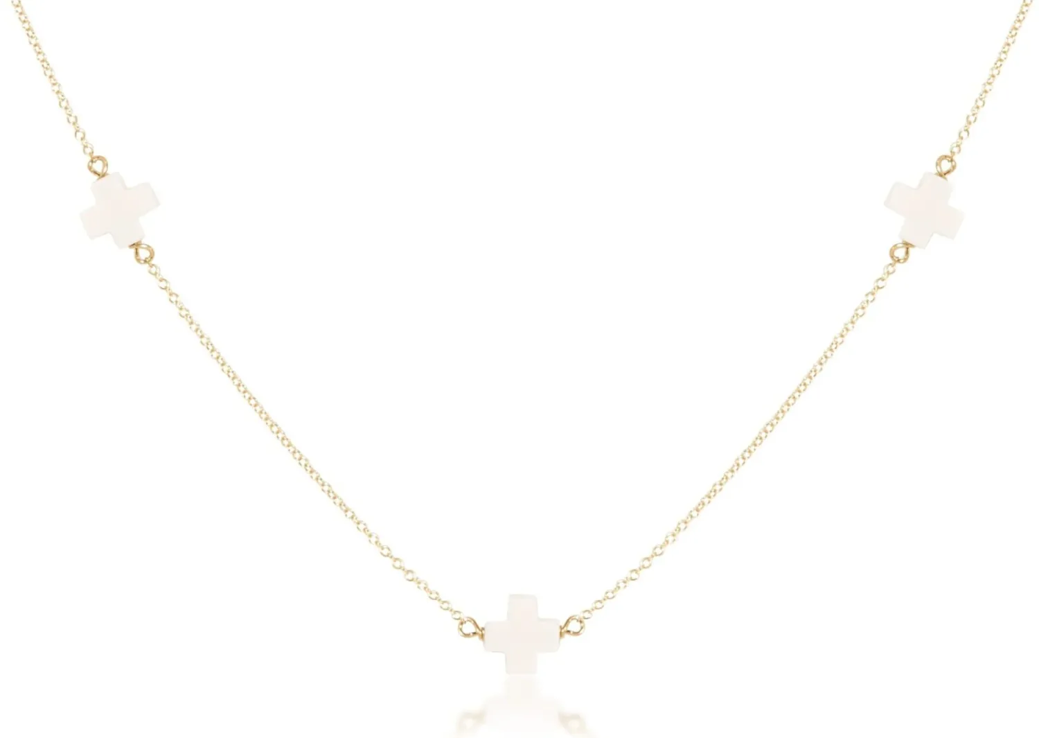 enewton 15&quot; Choker Simplicity Chain Gold - Signature Cross Off-White 