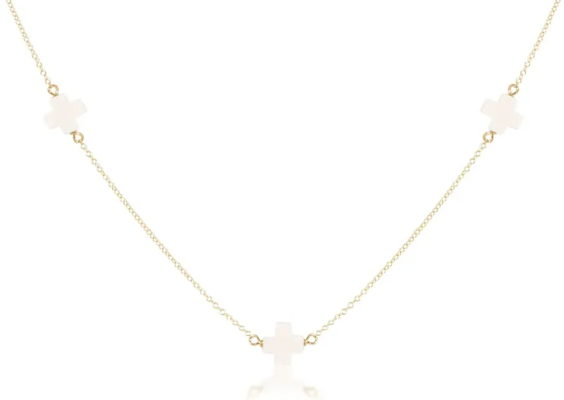 enewton 15&quot; Choker Simplicity Chain Gold - Signature Cross Off-White 