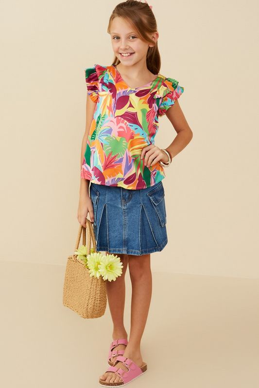 Layla Tropical Print Top, TWEEN