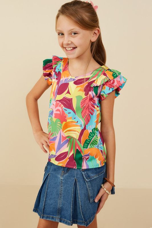 Layla Tropical Print Top, TWEEN