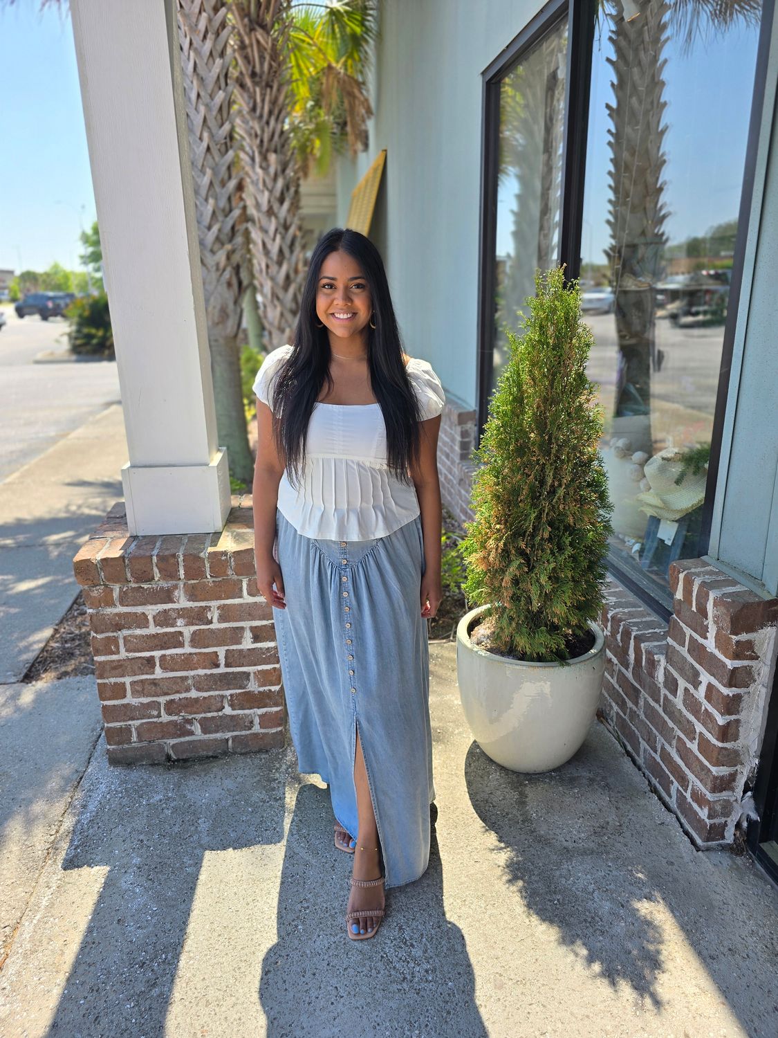 What&#39;s New Denim Maxi Skirt