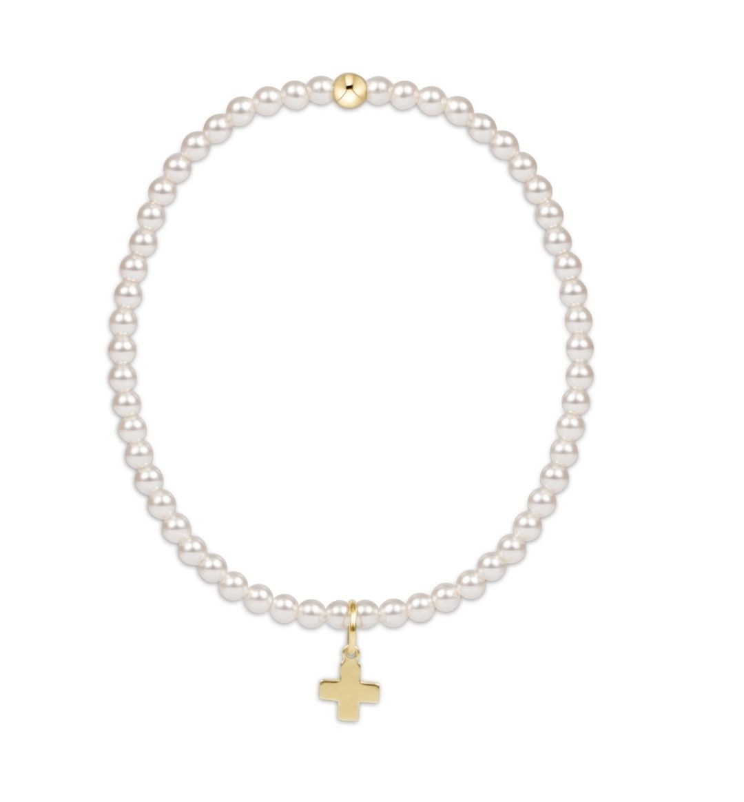 enewton Classic Pearl 3mm Bracelet - SC Gold Charm