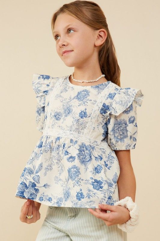 Emila Floral Ruffle Top, TWEEN