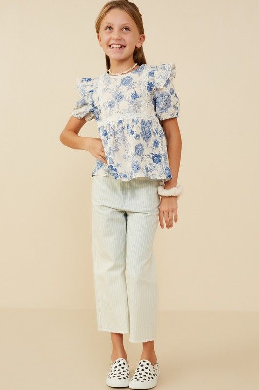 Emila Floral Ruffle Top, TWEEN