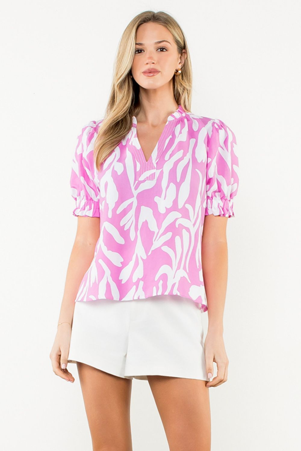 Moments Like This Puff Sleeve V-neck Top