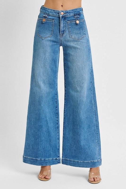Risen Blissful MR Wide Front Patch Pocket Jeans