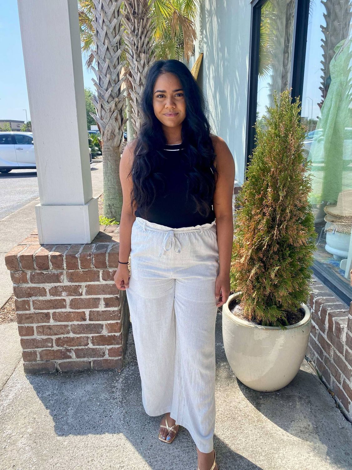 All Day Fav Striped Linen Wide Leg Pant W/ Pockets
