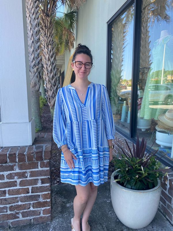 Mary Square Simply Striped Blue Cooper Dress