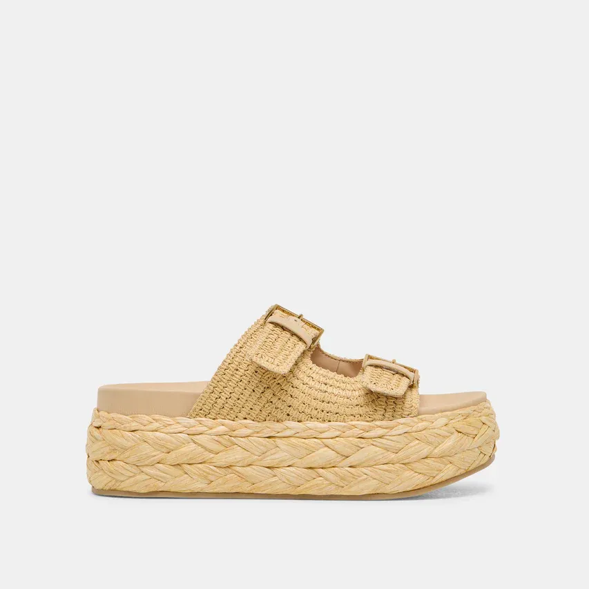 Dolce Vita Falyn Lt Natural Woven Raffia Sandal