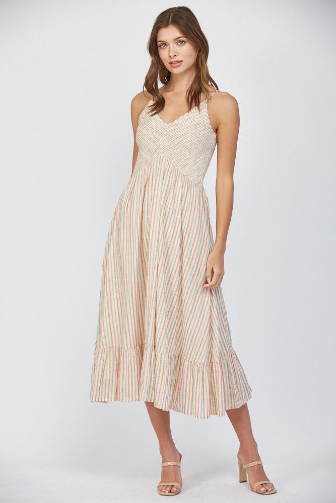 Serving Sweetness Striped Midi