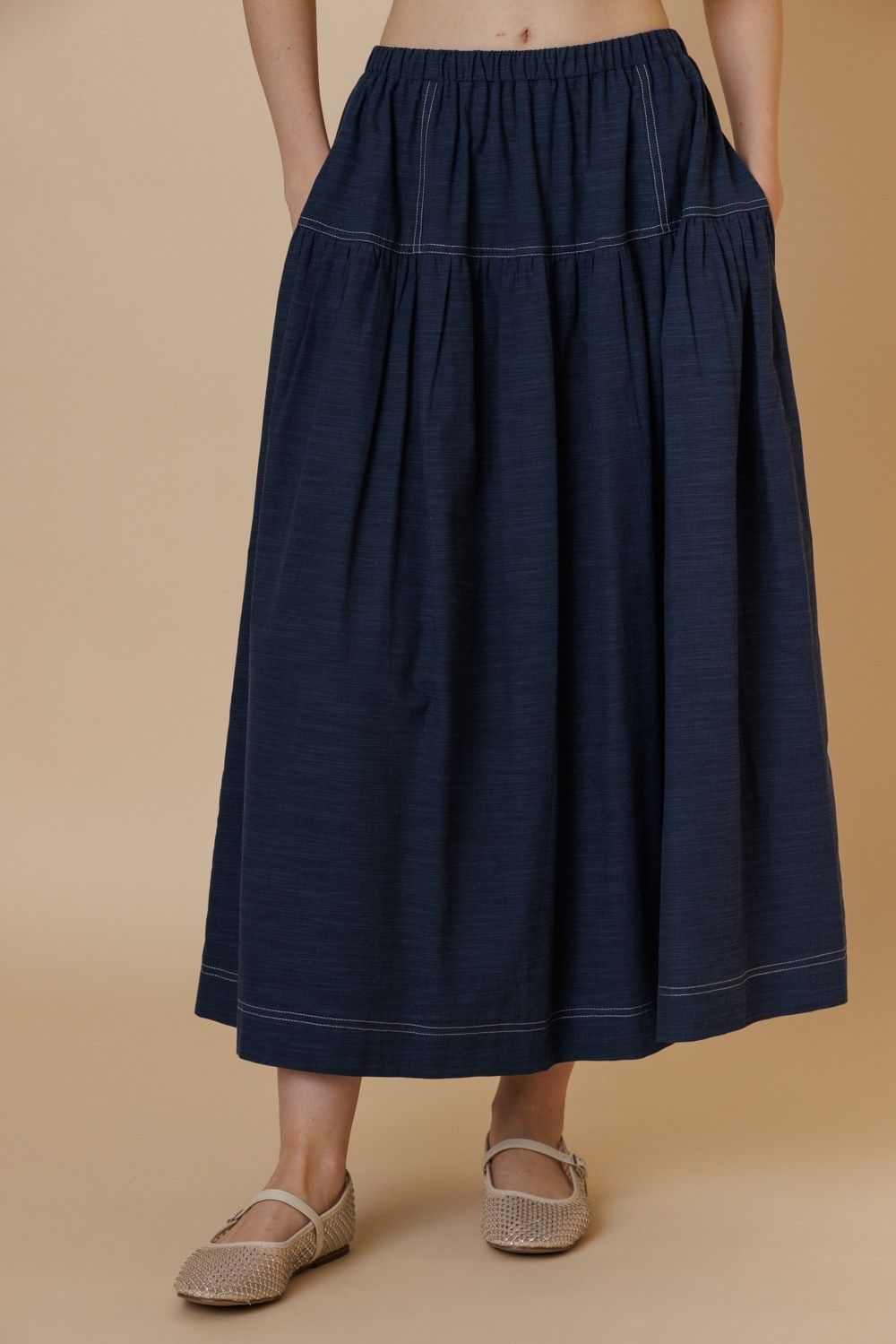 Brings You Back Elastic Waist Midi Skirt