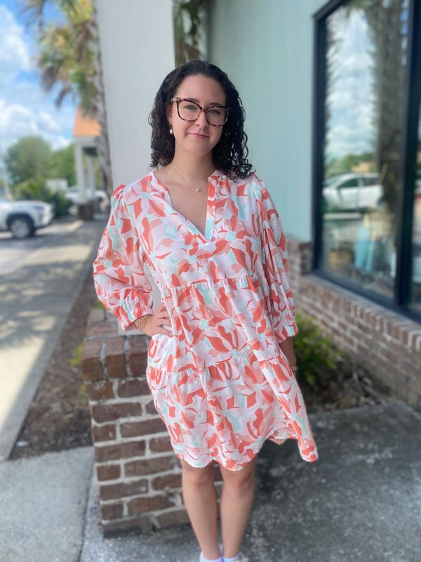 Mary Square Botanical Bliss White Cooper Dress