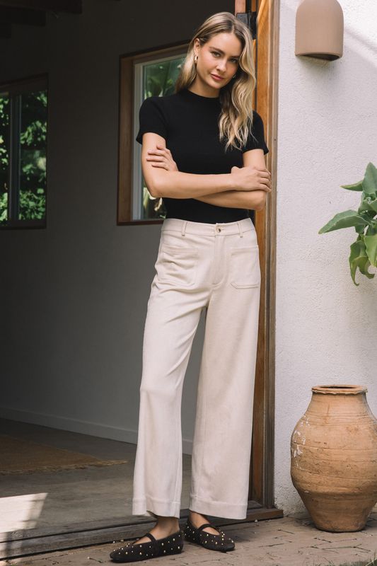Sometime Soon Suede Wide Leg Pant