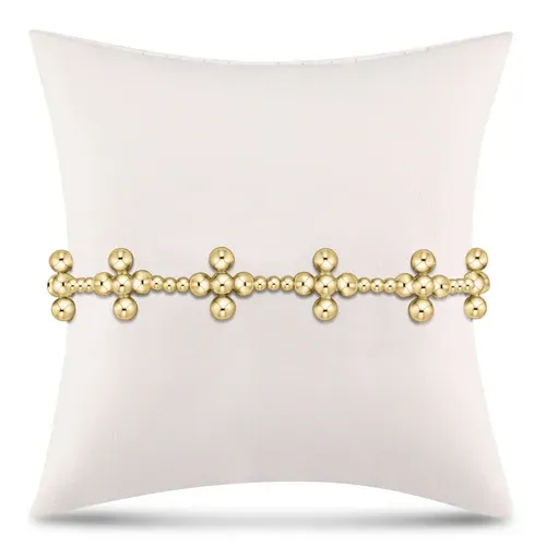 enewton Signature Cross Sincerity Pattern 2.5mm Bead Bracelet - Classic Beaded Signature Cross Gold - 4mm Bead Gold