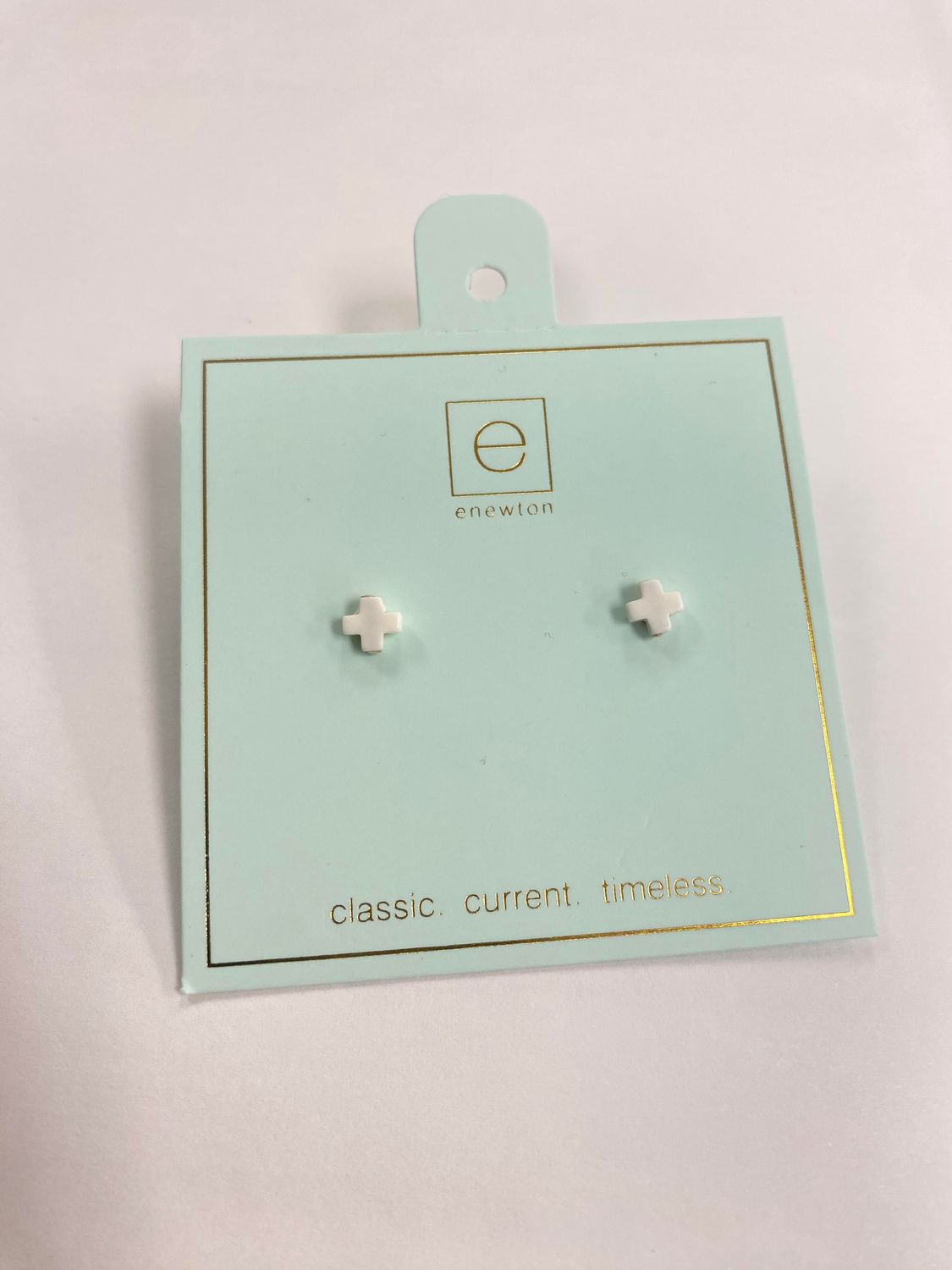 enewton Signature Cross Small Stud - Off-White