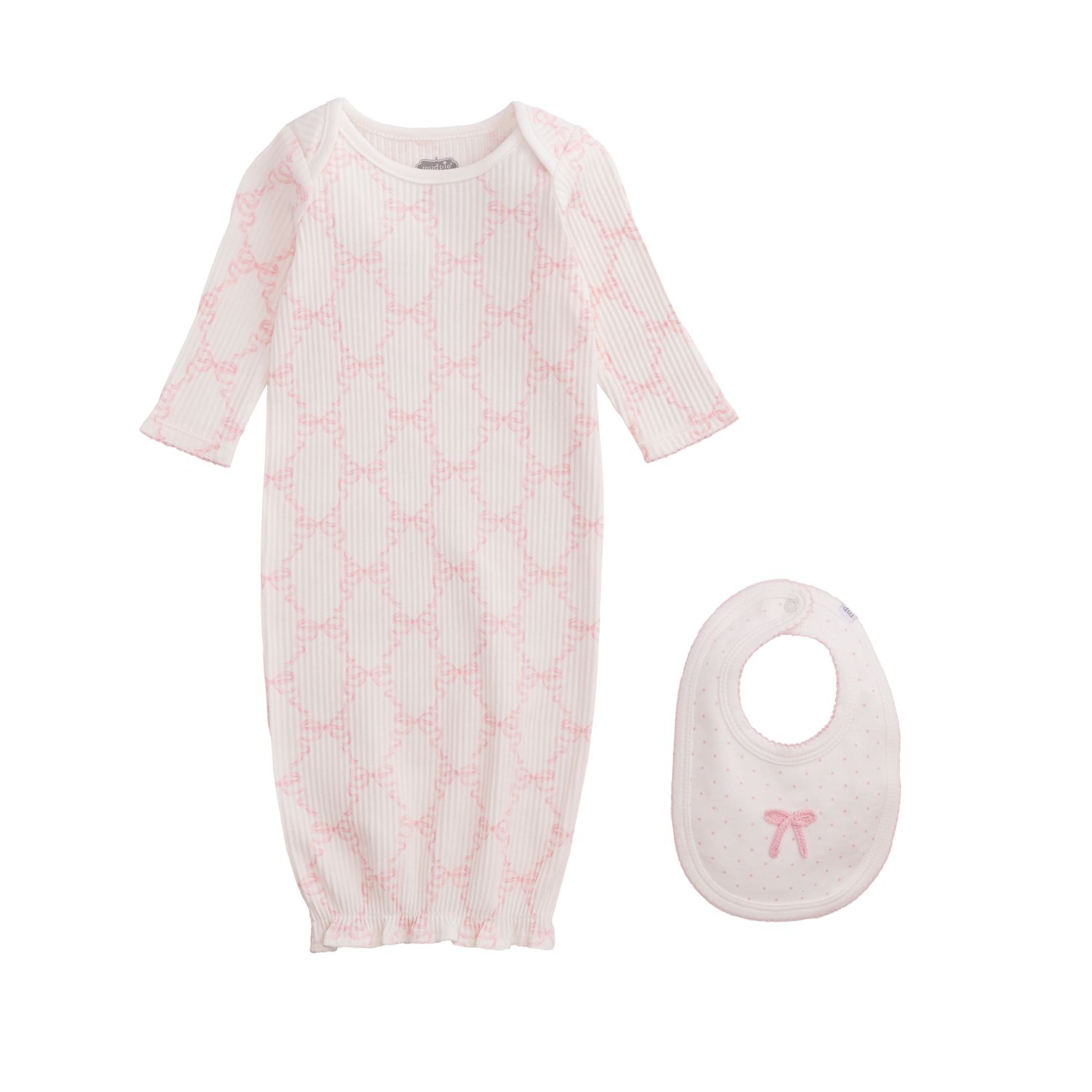 Mud Pie Bow Print Gown And Bib Set