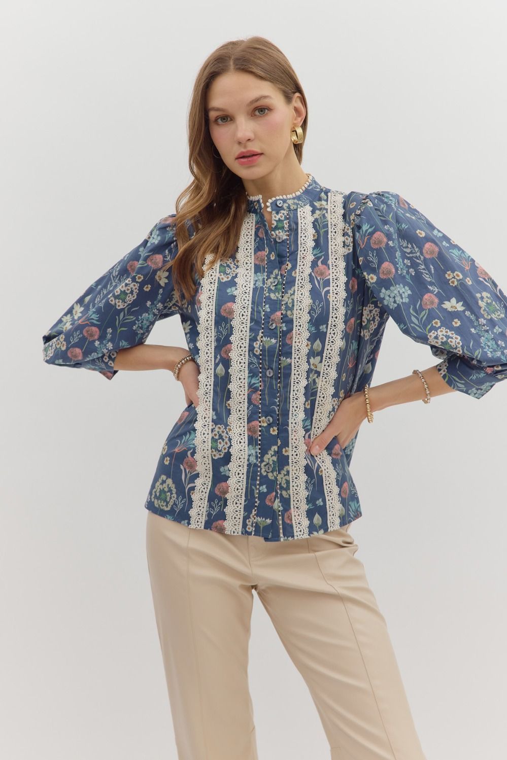 Say Less Lace Print Top