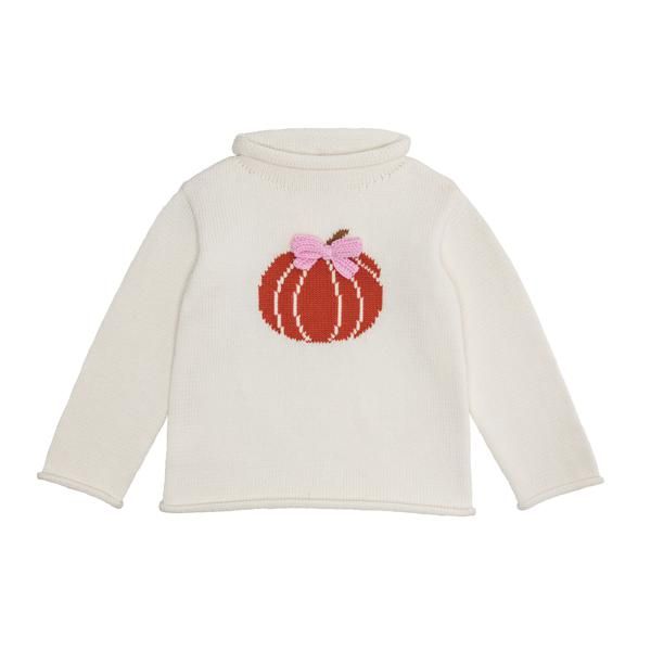 Mud Pie Bow Pumpkin Rollneck Sweater