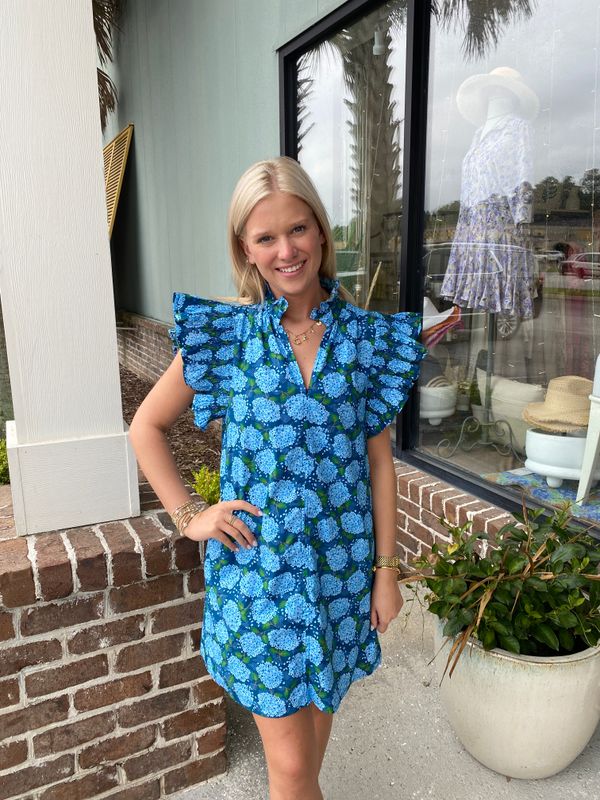 In Your Dreams Flutter Sleeve Flower Print Dress