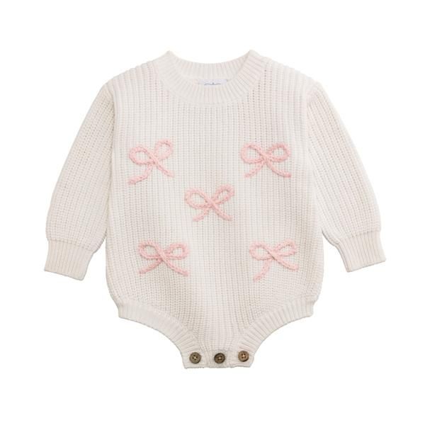 Mud Pie Bow Chainstitch Sweater Bubble