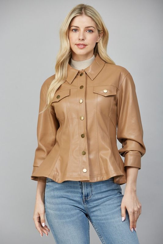 Delightful Pose Faux Leather Jacket