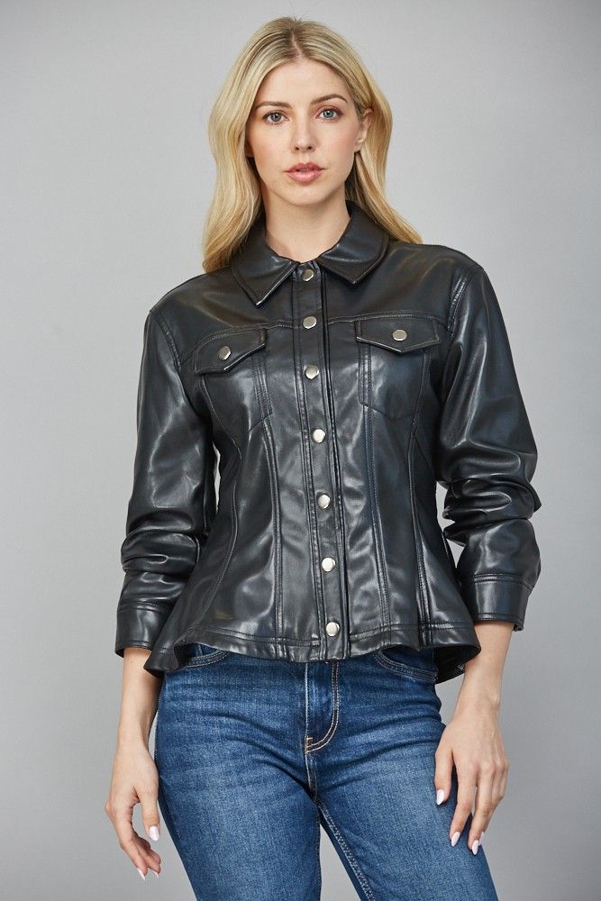 Delightful Pose Faux Leather Jacket