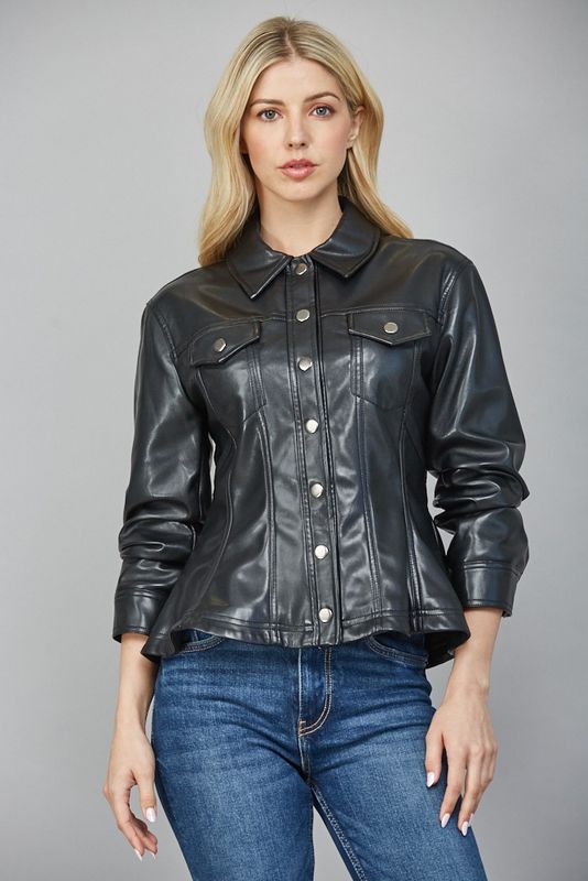 Delightful Pose Faux Leather Jacket