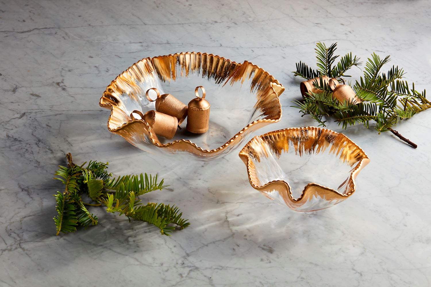 Mud Pie Gold Ruffle Glass Bowl