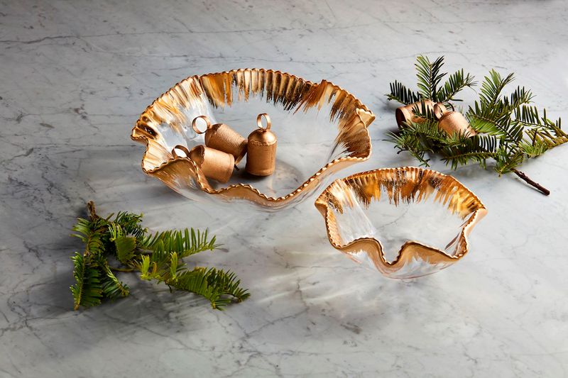 Mud Pie Gold Ruffle Glass Bowl